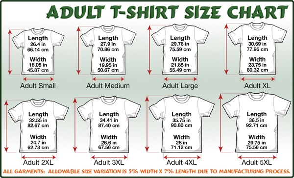 Logo Size Chart For Shirt