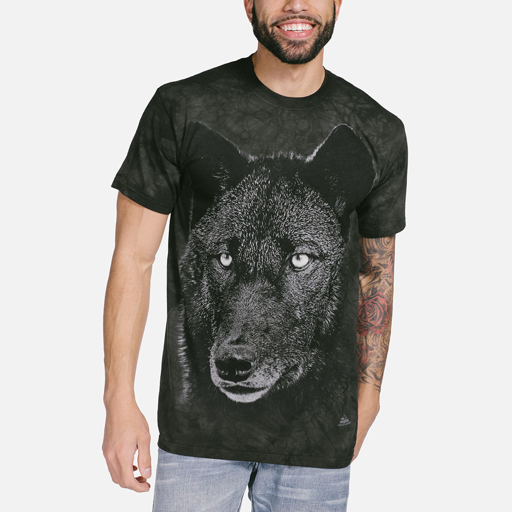 Black Wolf Shirt Made of Natural USA Cotton Environmentally Friendly