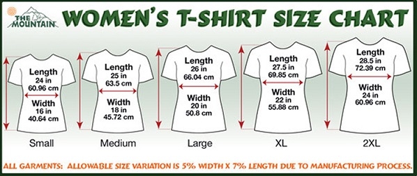 T Shirt Size Chart For Women