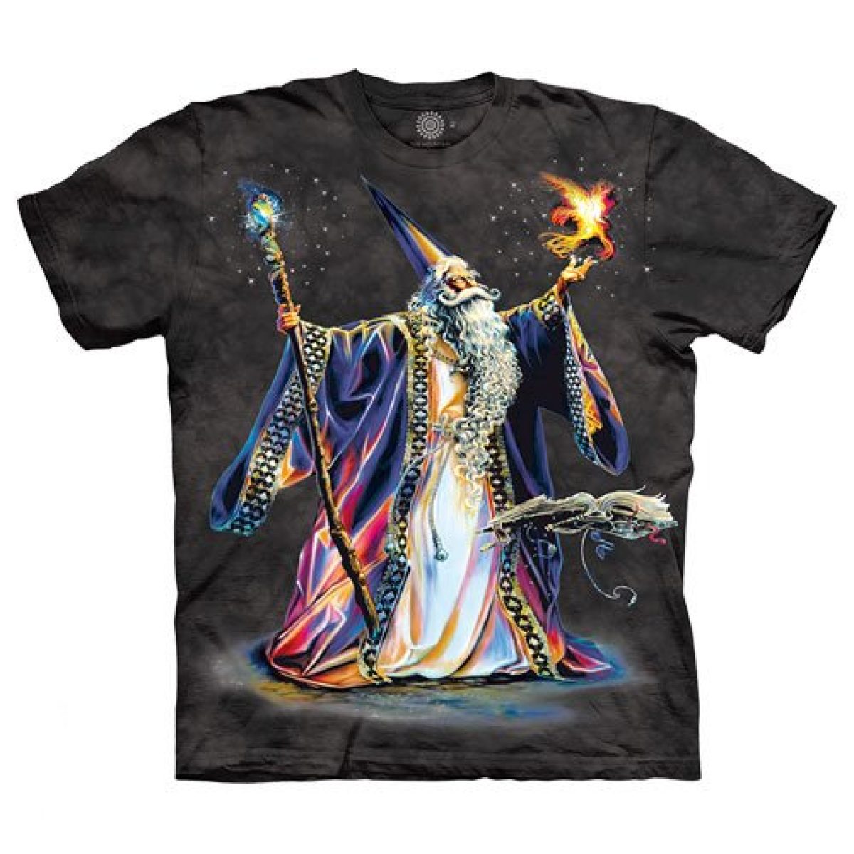 値下げ激レア！アルメリックWizard Sleeve グッドサイズ5.8 Vintage 80s Wizard Fantasy Sci Fi Psychedelic Black T-Shirt Boxy