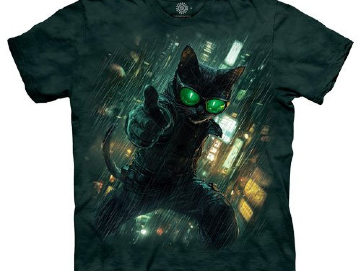 T-shirt Matrix Cat Art - Design Chat Cyberpunk - Coupe Classique Coton - Unisexe